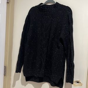 Long black sweater with white dots